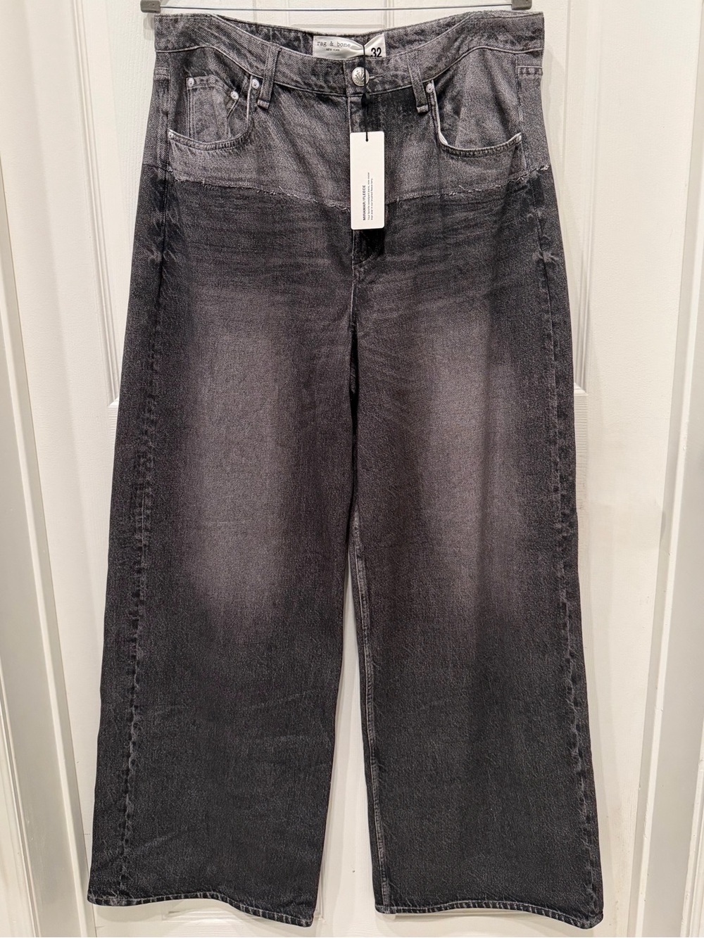 Rag & Bone Miramar Fleece Terry Sofie Wide Leg Sweatpant Jeans 32 US 12 NWT